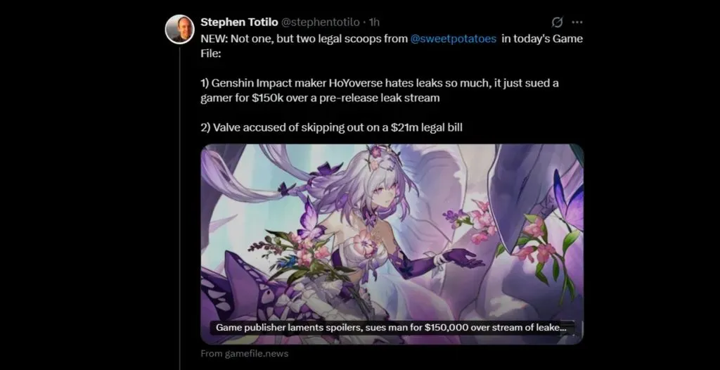 HoYoverse Sues Player for $150K Over Early Honkai: Star Rail Stream Leak